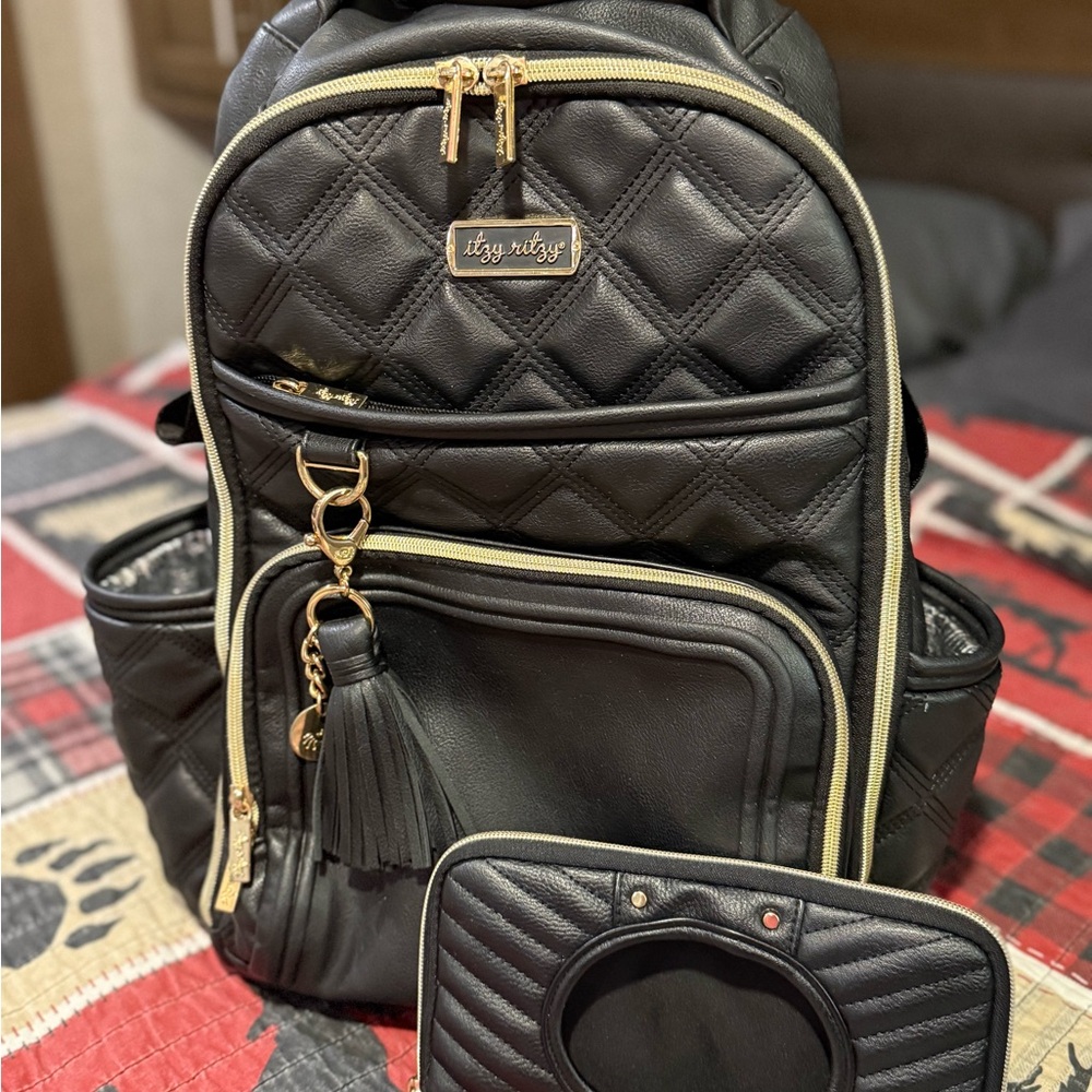 Itzy Ritzy Black Quilted Backpack